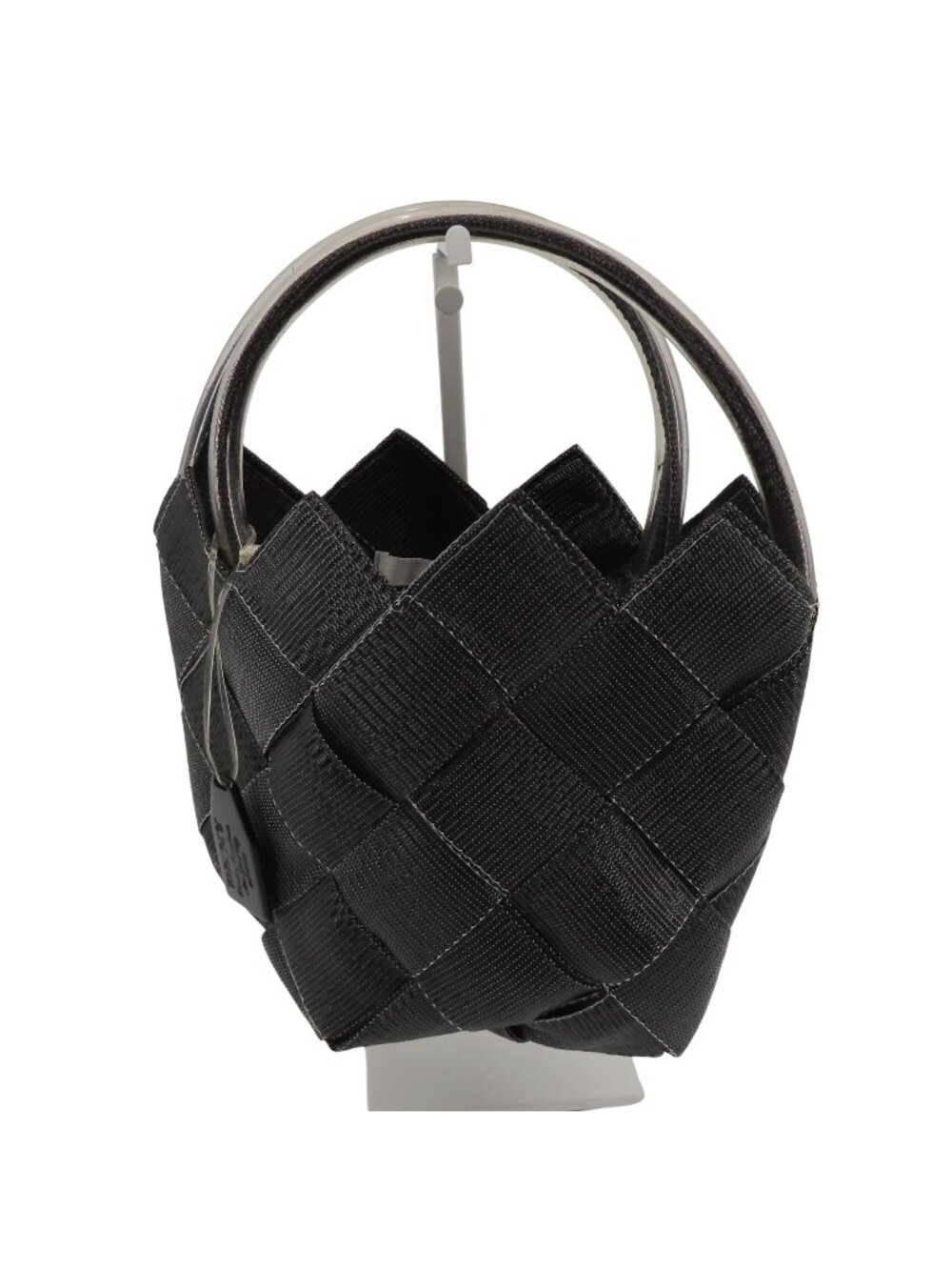 VTG DKNY Black Woven Bucket Bag Handbag Top Handle Purse Donna Karan New York